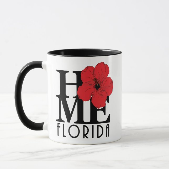 Mug ACCUEIL Floride Hibiscus rouge 11oz (Gauche)