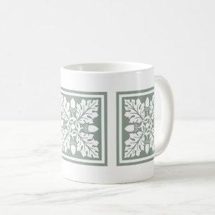 Mug Acorn d'eau et de feuilles Design de carreaux Caf