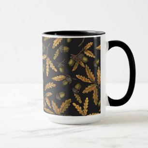 Mug Acornes et feuilles de chêne sur noir