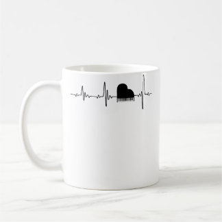 Mug Acoustic Piano Heartbeat Shirt - Piano Musician - 