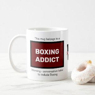 Mug Addict de boxe Ajouter votre nom Monogramme initia