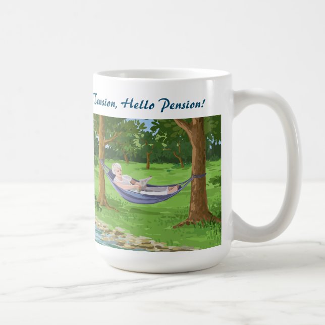 Mug Adieu tension, bonjour pension, hamac, drôle (Droite)