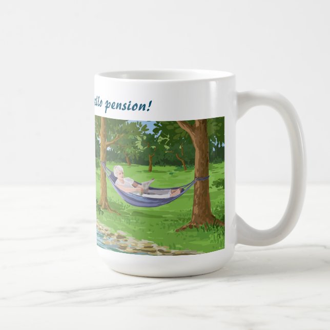 Mug Adieu tension, bonjour pension, hamac, drôle (Droite)