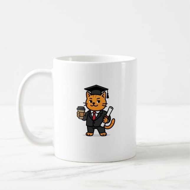 Mug Administration des Affaires Diplômé Chat Drôle (Gauche)
