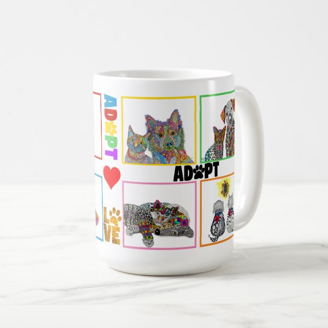 Mug Adoption de chien et de chat et Secourir être amou (Devant droit)