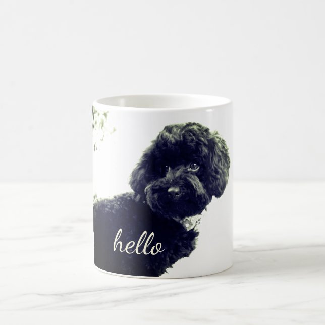 Mug ©Adorable Aimant Ami/Black Poodle Chiot Bonjour (Centre)