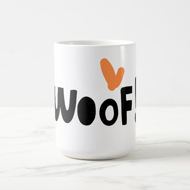Mug Adorable Amoureux de les chiens "Woof" 15 oz de ca (Centre)