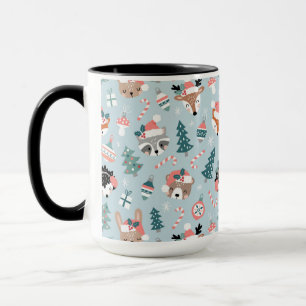 Mug Adorable Bois Noël Animal Visages Motif