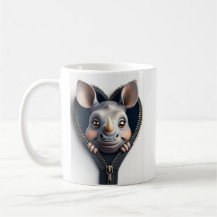 Mug Adorable Cartoon Rhinoceros Face De Zipper