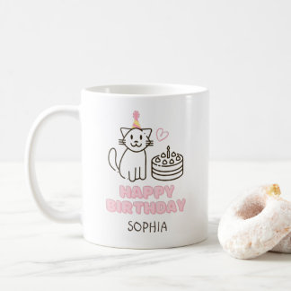 Mug Adorable Chat dans un Casquette d'anniversaire