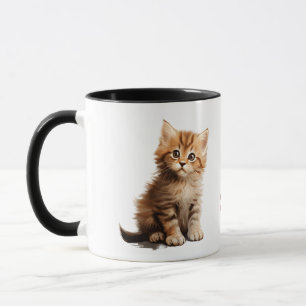 Mug Adorable chaton roux "Restez Pawsitive" Deux tons 