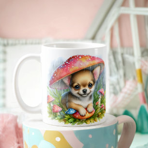 Mug Adorable Chihuahua chiot sous parapluie de champig