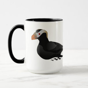 Mug Adorable Crested Puffin Cartoon Natation