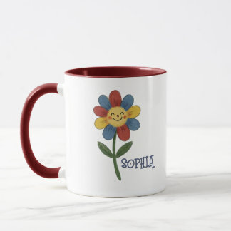 Mug Adorable Custom Name Happy Flower Kids