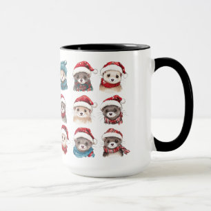 Mug Adorable furets en Casquette de Noël