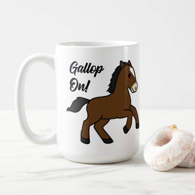 Mug Adorable Gallop On! Happy Foal Kawaii Horse Design (Avec donut)