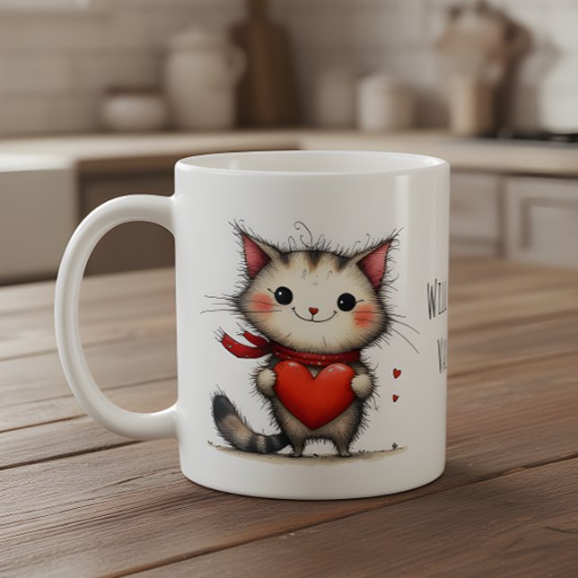 Mug Adorable Kitty Cat Will You Be My Valentine? (Créateur téléchargé)