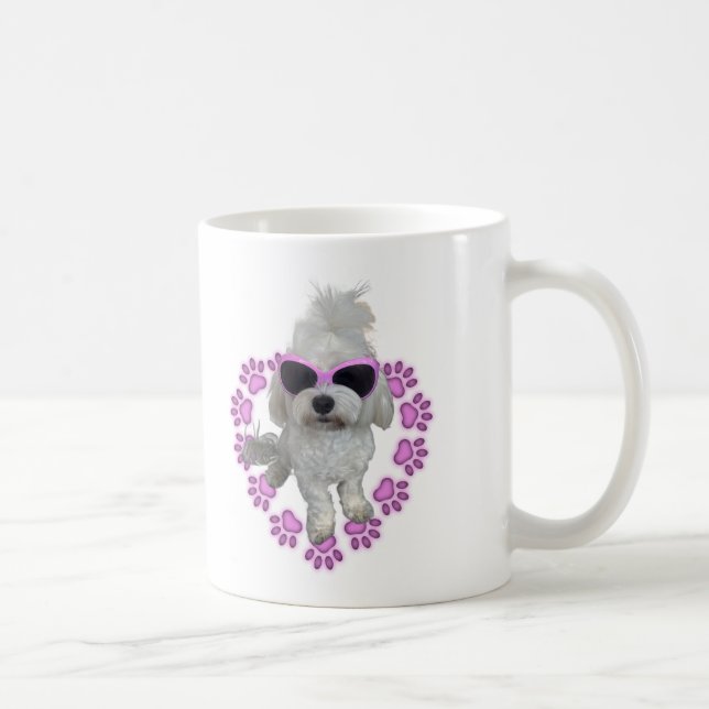 Mug Adorable Maltese Dog with Pink Sunglasses (Droite)