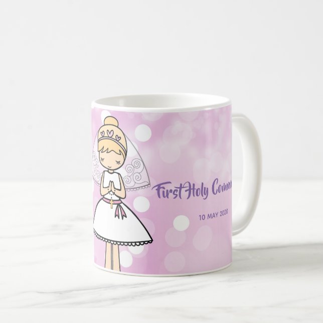 Mug Adorable Première Sainte Communion blonde fille no (Devant droit)