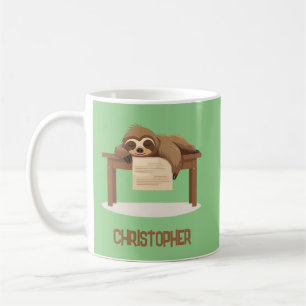 Mug Adorable Sleepy Étudier Sloth avec nom enfant