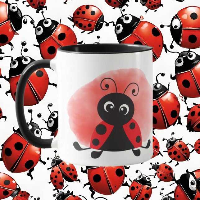 Mug adorant la coccinelle accro ajouter du texte (Créateur téléchargé)