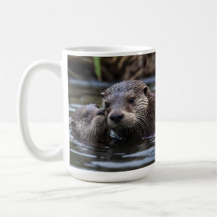Mug **"Adrift in Love : Mummy and Baby Otter"**