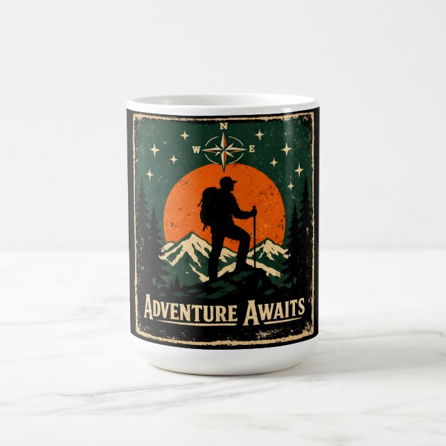 Mug Adventure Awaits – Outdoor Exploration Hiker (Centre)