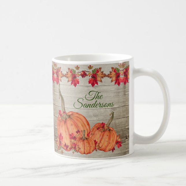 Mug Affaire Leaves de Rustic Wood Autumn Orange Pumkin (Droite)