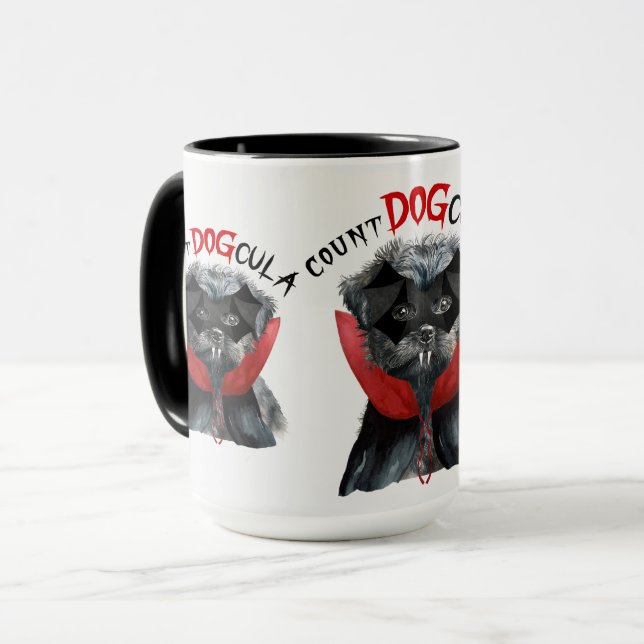 Mug Affenpinscher Funny Count DOGcula Halloween (Devant gauche)