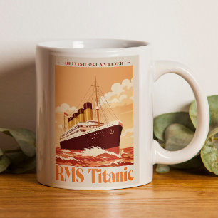 Mug Affiche ancienne du RMS Titanic. Art rétro de paqu