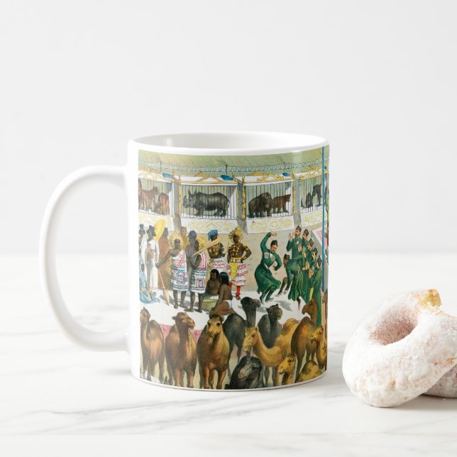 Mug Affiche De Cirque Des Personnes De Différentes Nat (Avec donut)