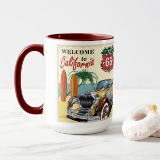 Mug Affiche de la route 66 "Bienvenue en Californie",