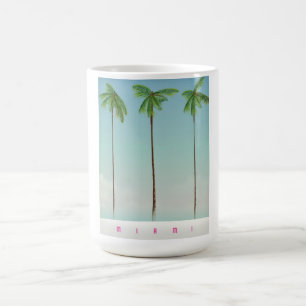 Mug Affiche de voyage aux palmiers de Miami, Floride.