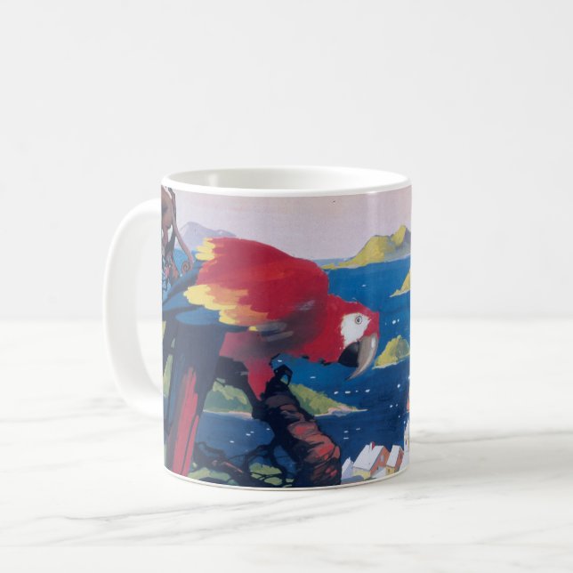 Mug Affiche De Voyage D'Avion De Mer Survolant Les Car (Devant gauche)