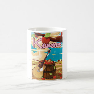 Mug Affiche de voyage de dessin animé du Kansas vintag