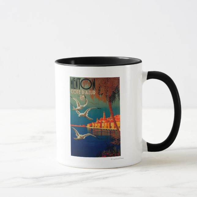 Mug Affiche de voyage de la Côte d'Azur # 1 (Droite)