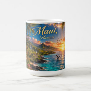 Mug Affiche de voyage de la côte tropicale de Maui Haw