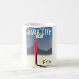 Mug affiche de voyage de ski du parc de l'Utah
