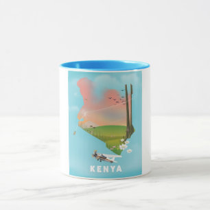 Mug Affiche de voyage illustration carte du Kenya.
