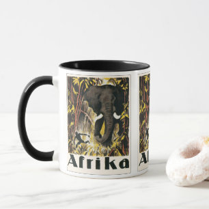 Mug Affiche de voyage vintage Afrique, Eléphant d'Afri