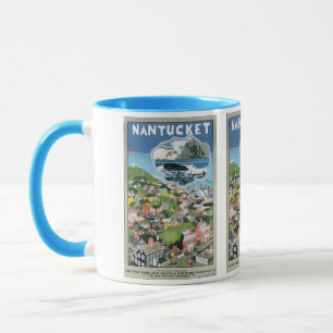 Mug Affiche de voyage vintage, carte de l'île de Nantu