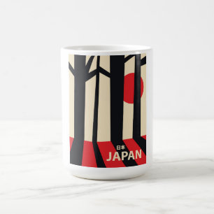 Mug Affiche de voyage vintage de la forêt au Japon.