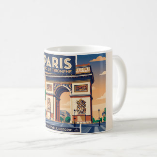 Mug Affiche de voyage vintage Paris Arc de Triomphe