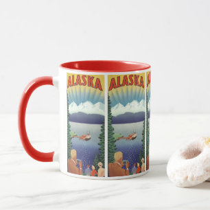 Mug Affiche de voyage vintage, paysage scénique de l'A