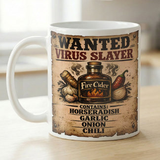 Mug Affiche recherchée Cidre de feu Tueur de virus Drô