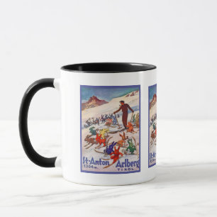 Mug Affiche vintage de ski, Arlberg, St Anton