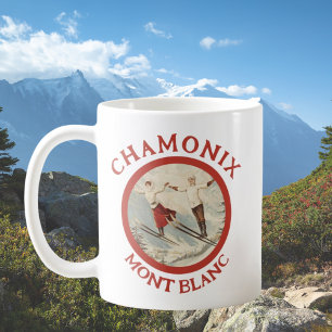 Mug Affiche vintage de ski de Chamonix Mont Blanc
