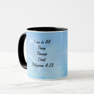 Mug Affirmation/Ecriture Philippiens 4:13 Art original