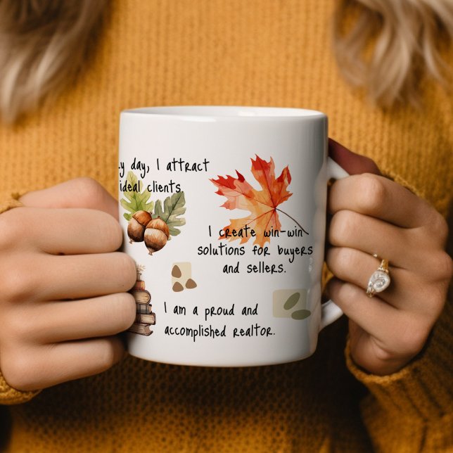 Mug Affirmations de l'agent immobilier (Affirmation coffee mug for real estate agents.)