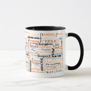 Mug Affirmations sacrées oranges de positif de Chakra